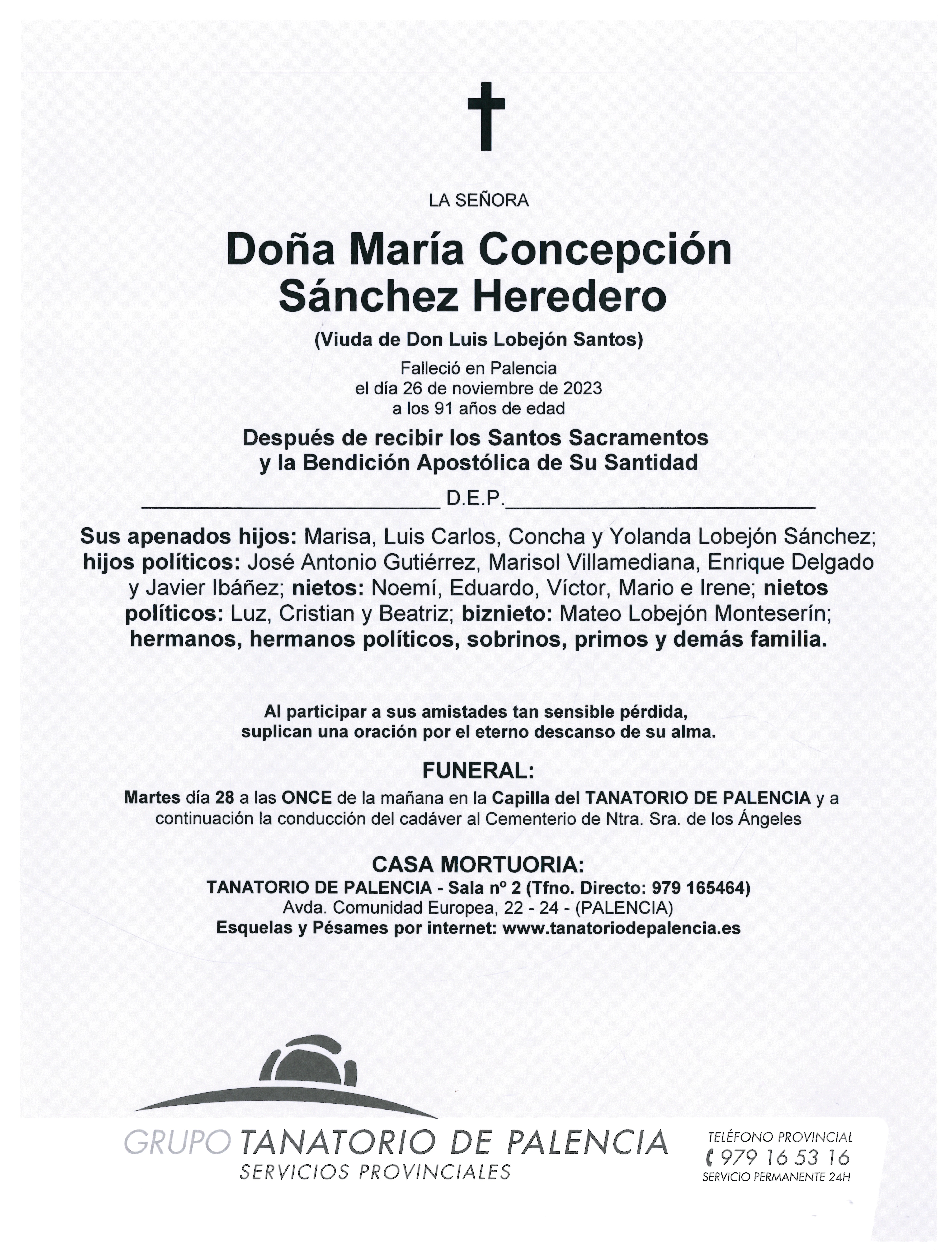 LA SEÑORA DOÑA MARÍA CONCEPCIÓN SÁNCHEZ HEREDERO